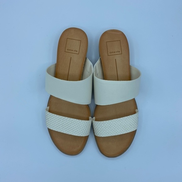 WHITE MULTI EMBOSSED LIZARD SLIDE SANDALS - Picture 4 of 4